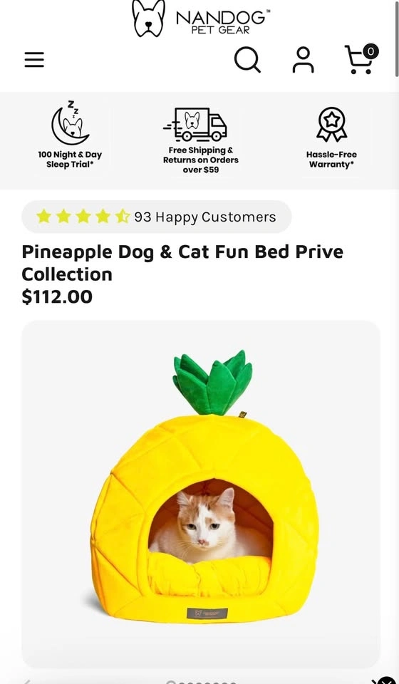 Pineapple Pet Bed for Cats & Small Dogs - photo 4