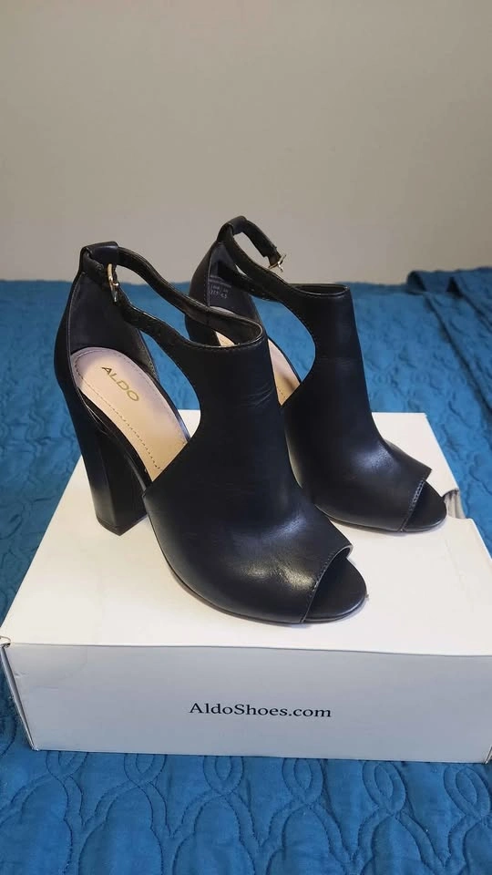 Aldo Rienia Black Peeptoe Heels