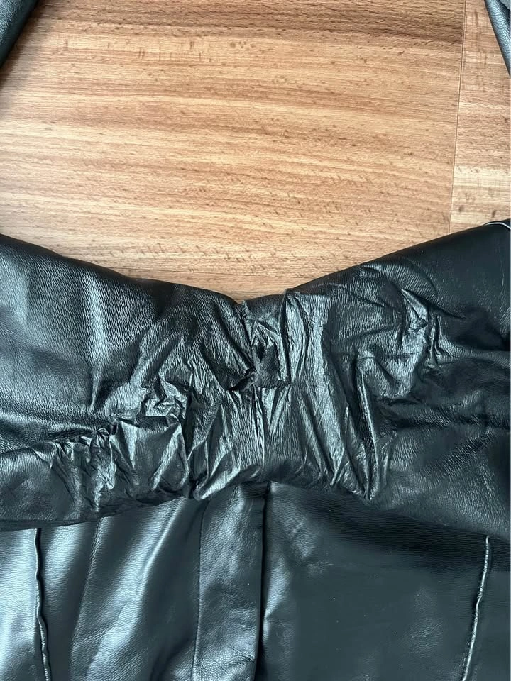 Faux Leather Bell Bottom Biker Trousers - Size L - photo 5