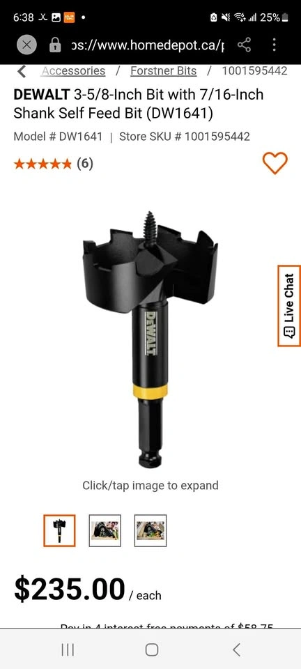 DEWALT DW1641 3-5/8-Inch Self Feed Bit