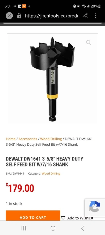 DEWALT DW1641 3-5/8-Inch Self Feed Bit - photo 2