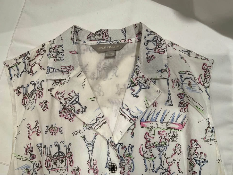 April Cornell Ladies Dress Parisian Theme Cotton Size: Large - photo 3