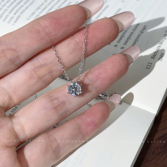Moissanite Solitaire Necklace – 6 Prong Setting - photo 2