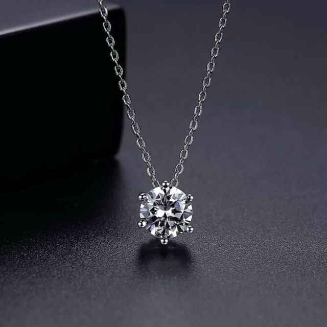 Moissanite Solitaire Necklace – 6 Prong Setting - photo 4