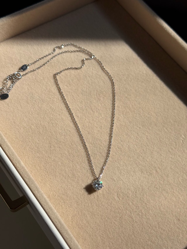 Silver Solitaire Necklace – Sparkling CZ Stone