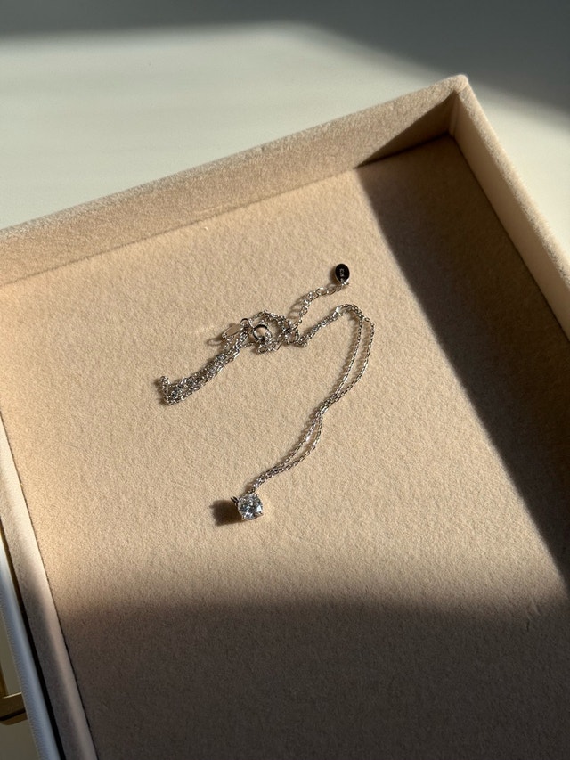 Silver Solitaire Necklace – Sparkling CZ Stone - photo 2