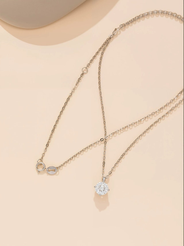 Silver Solitaire Necklace – Sparkling CZ Stone - photo 3