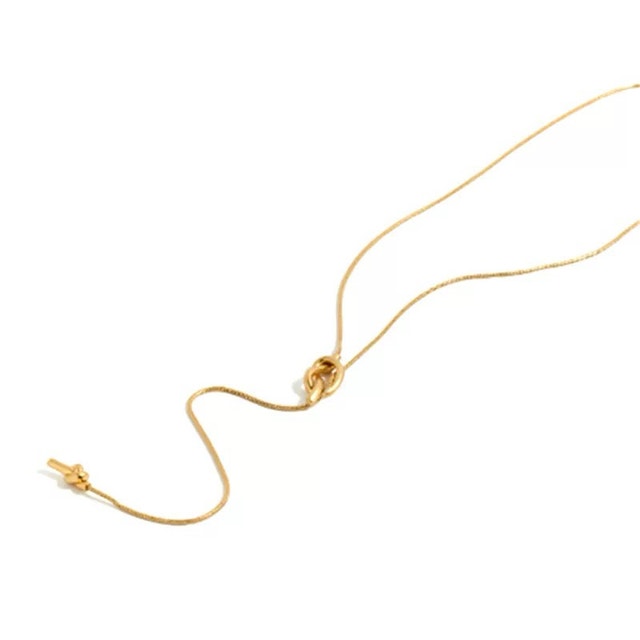 Gold Y-Shape Long Necklace – Knot Design – 90cm - photo 3