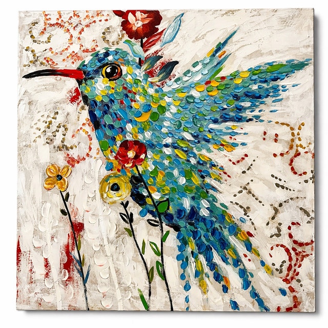 Hummingbird Canvas Painting - Moving Sale Must Go