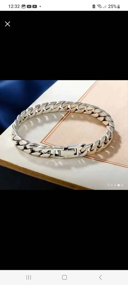 925 Sterling Silver Cuban Chain Bracelet - Stylish Buckle - photo 2