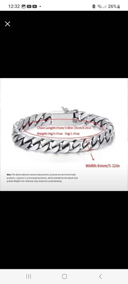 925 Sterling Silver Cuban Chain Bracelet - Stylish Buckle - photo 3