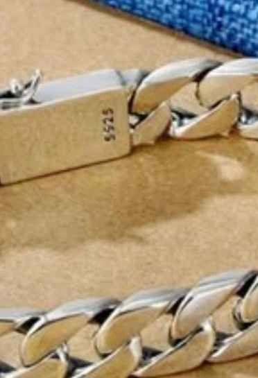 925 Sterling Silver Cuban Chain Bracelet - Stylish Buckle - photo 4