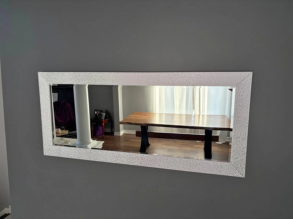 Large Silver Textured Wall Mirror 24x54