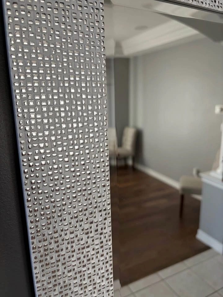 Large Silver Textured Wall Mirror 24x54 - photo 2