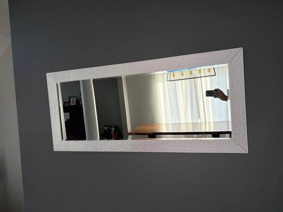Large Silver Textured Wall Mirror 24x54 - photo 4