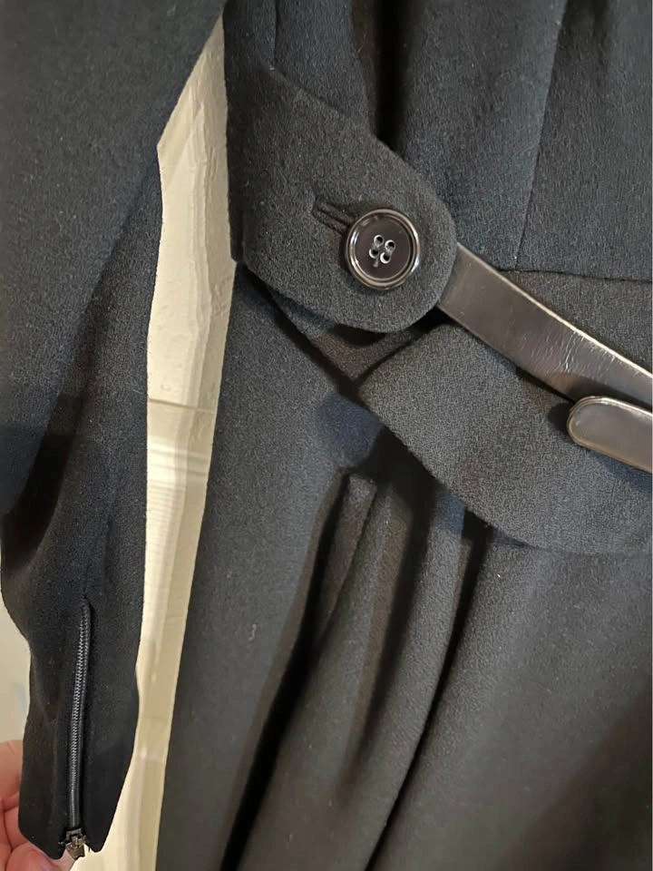 Vintage 1960s Geoffrey Beene Black Long Sleeve Dress w Belt - photo 4