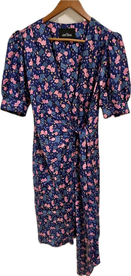Marc Jacobs Wrap Dress Navy Floral Short Sleeve (sz8)