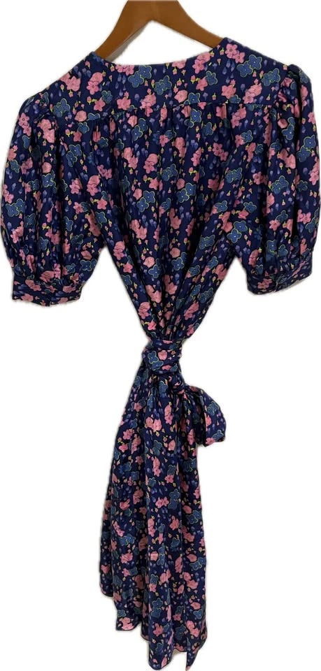 Marc Jacobs Wrap Dress Navy Floral Short Sleeve (sz8) - photo 2