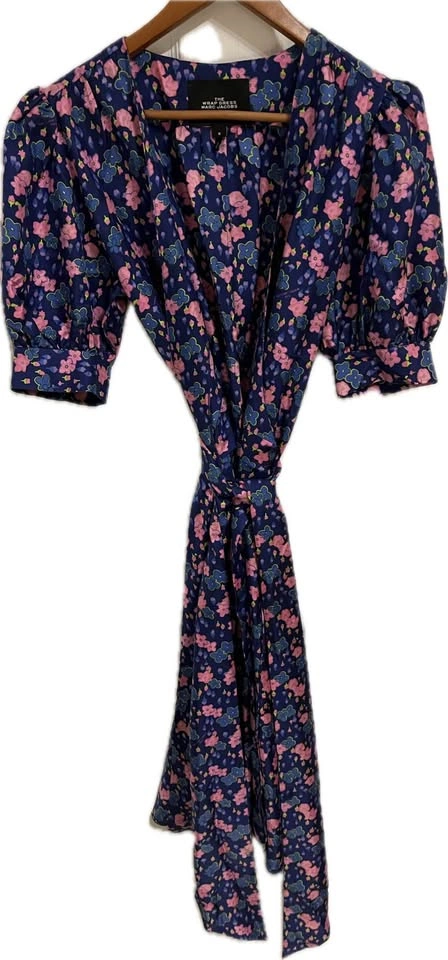Marc Jacobs Wrap Dress Navy Floral Short Sleeve (sz8) - photo 3