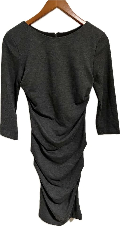 Nicole Miller Studio One Charcoal Ruched Dress (Size S)