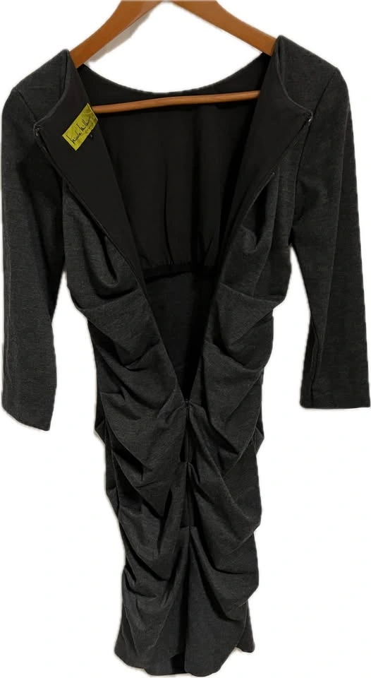 Nicole Miller Studio One Charcoal Ruched Dress (Size S) - photo 3