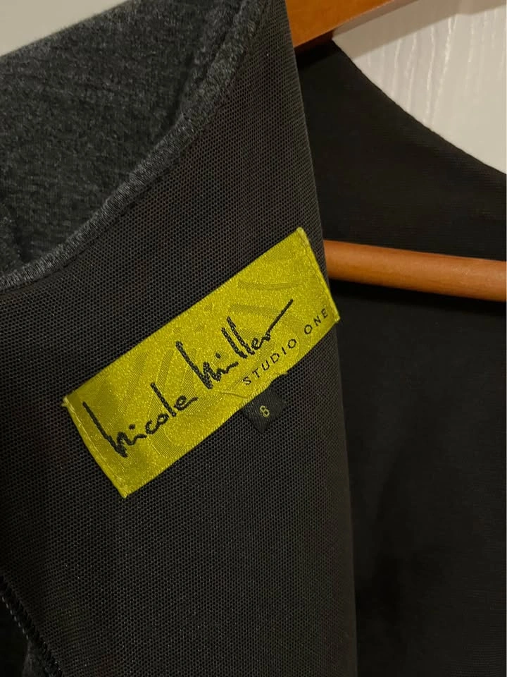 Nicole Miller Studio One Charcoal Ruched Dress (Size S) - photo 4