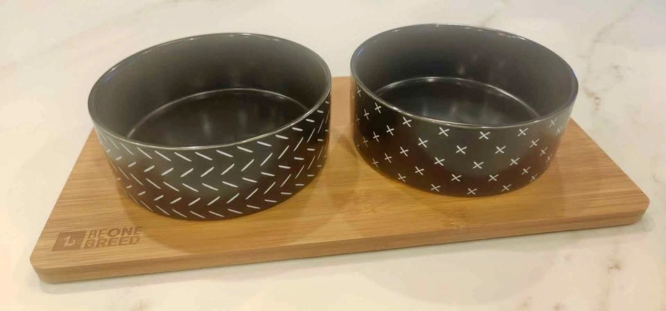 Dog Bowls - two with tray