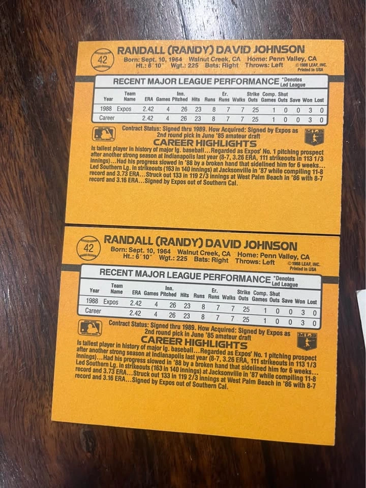 Randy Johnson rookies ‘89 Donruss - photo 2