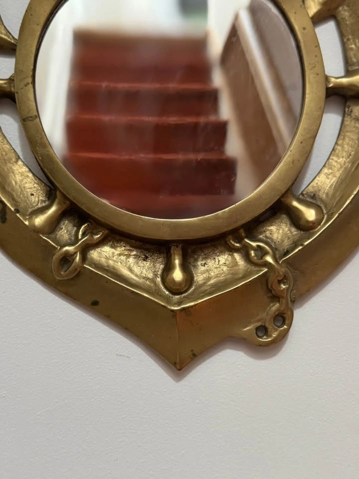 Vintage Brass Nautical Anchor Mirror – “Pour l’amour de moi” - photo 4