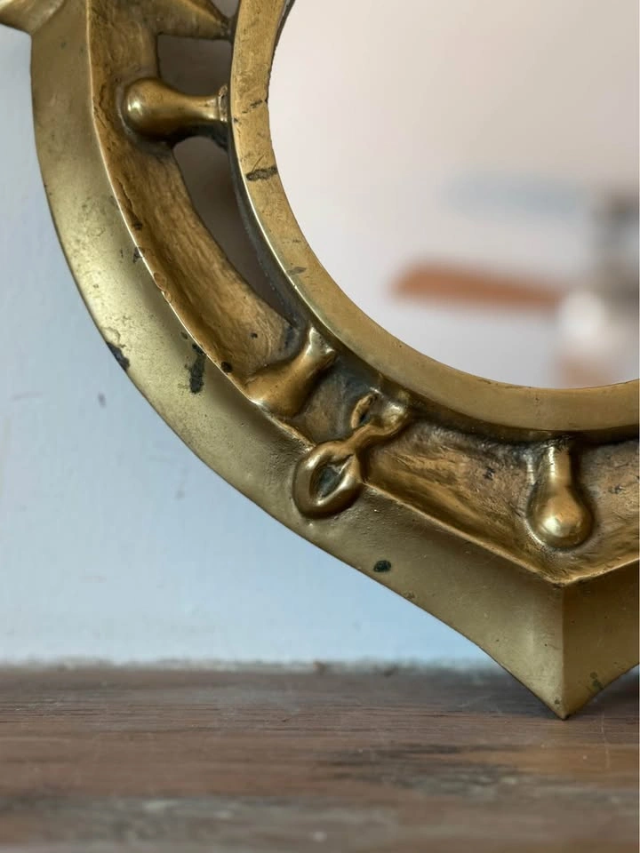 Vintage Brass Nautical Anchor Mirror – “Pour l’amour de moi” - photo 5