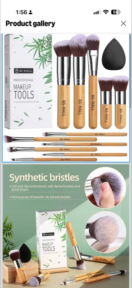 11Pcs Bamboo Synthetic Makeup Brush Set - photo 2