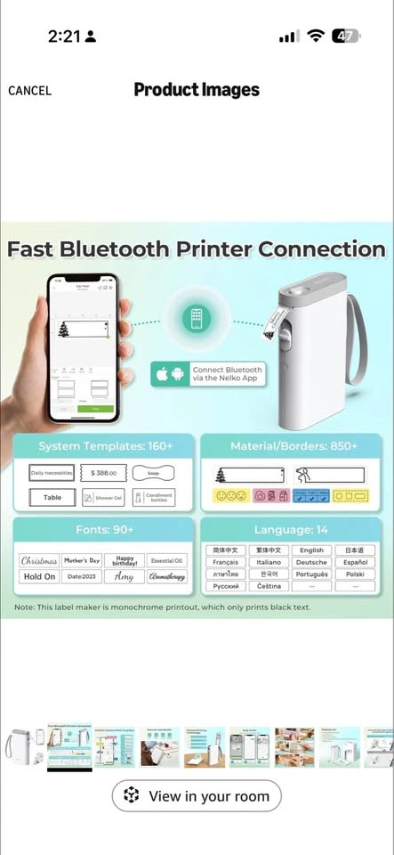 Nelko P21 Bluetooth Label Maker with Tape - photo 2