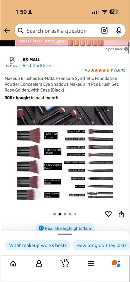 14 Pcs Purple Makeup Brush Set - photo 3