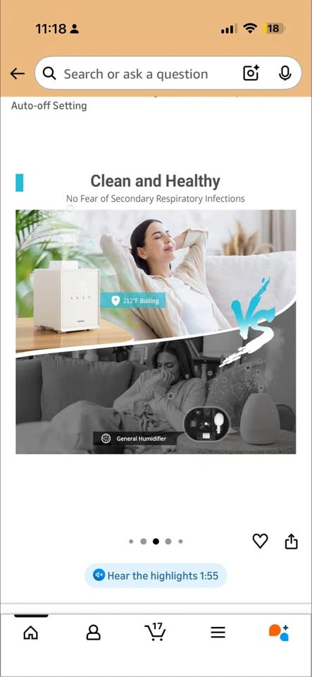 Stainless Steel Humidifier, 3L Warm Mist - photo 4