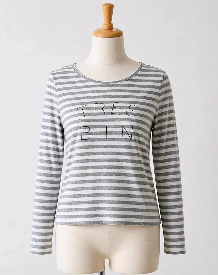 Loft Striped Long Sleeve T-Shirt 'Tres Bien XS