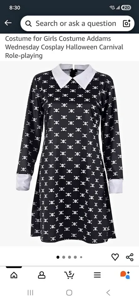Womans Costume Addams Wednesday Cosplay Halloween Carnival Role-