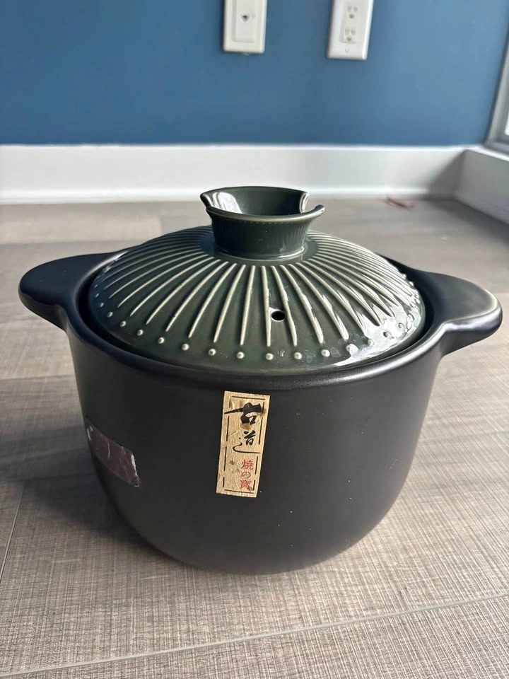 Black and Green Ceramic Pot MOVING SALE
