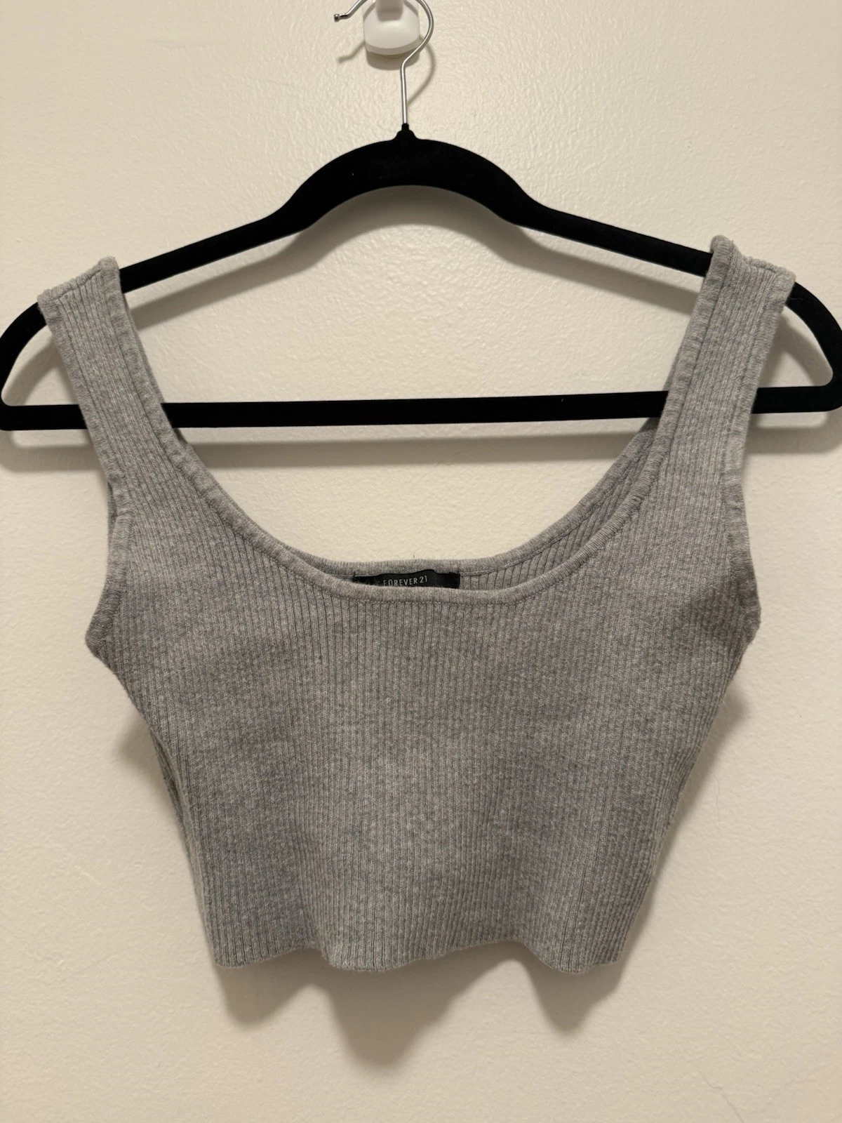 Gray Ribbed Cropped Tank Top Forever 21 Size XS