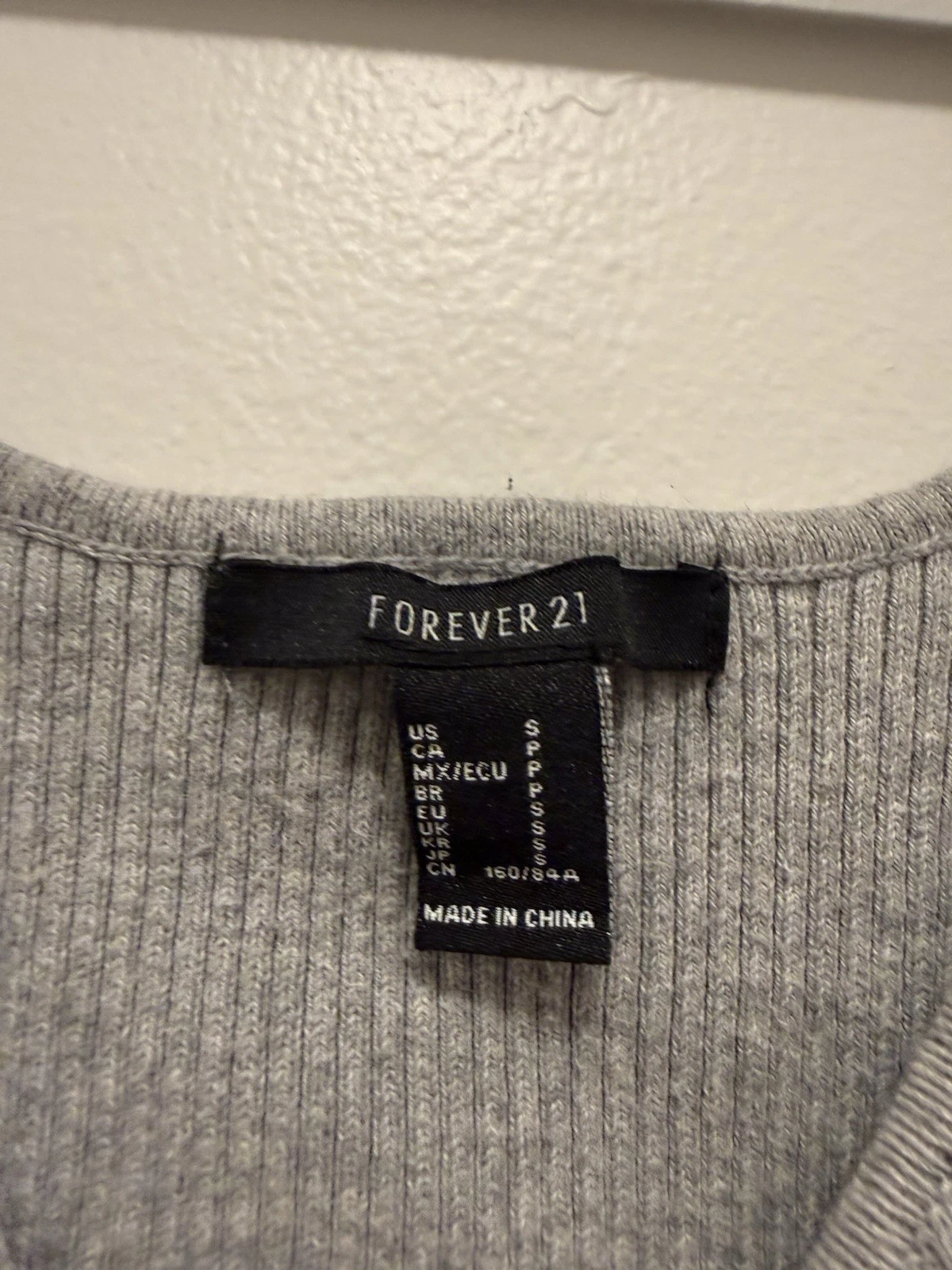 Gray Ribbed Cropped Tank Top Forever 21 Size XS - photo 2