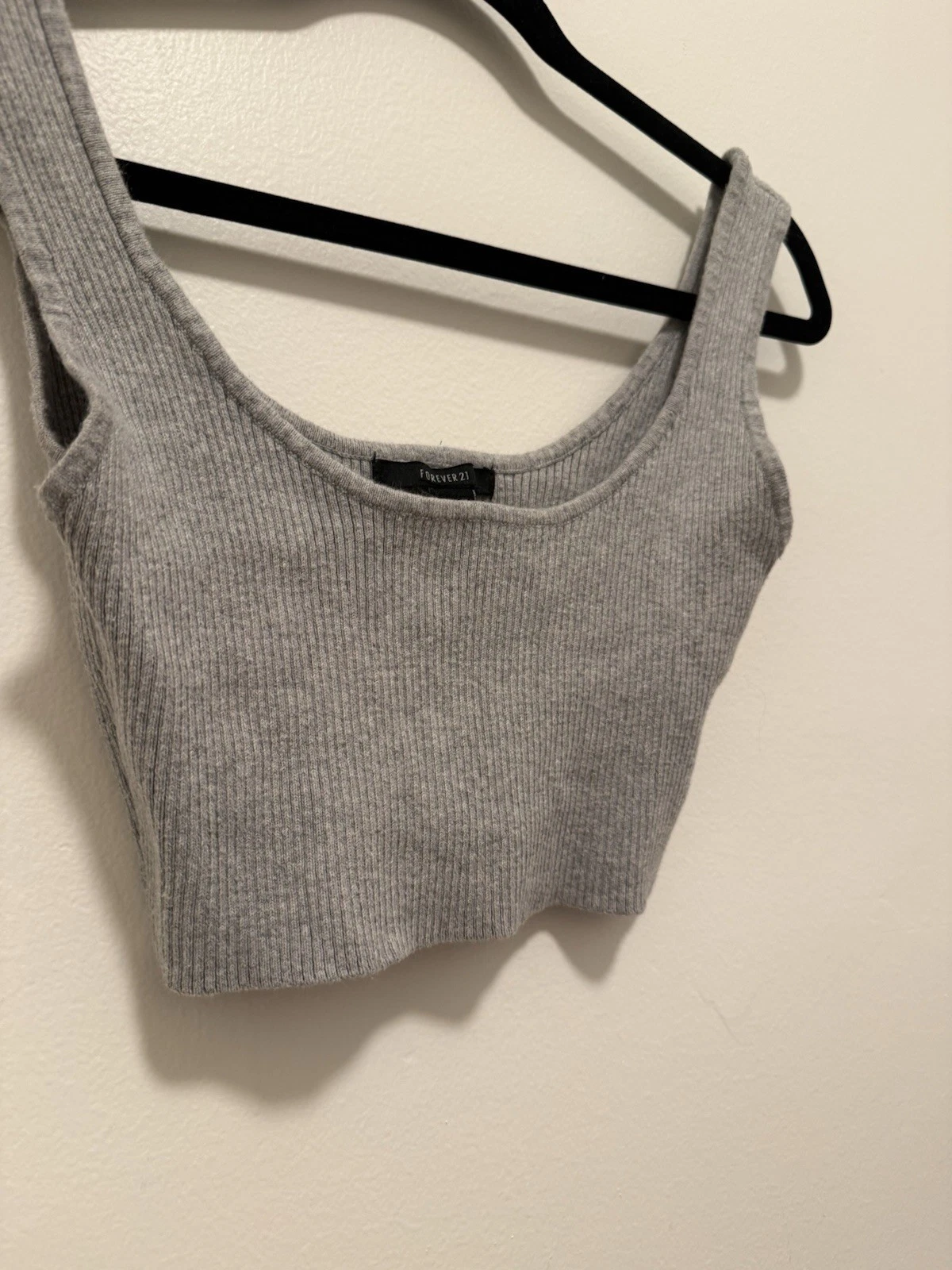 Gray Ribbed Cropped Tank Top Forever 21 Size XS - photo 3