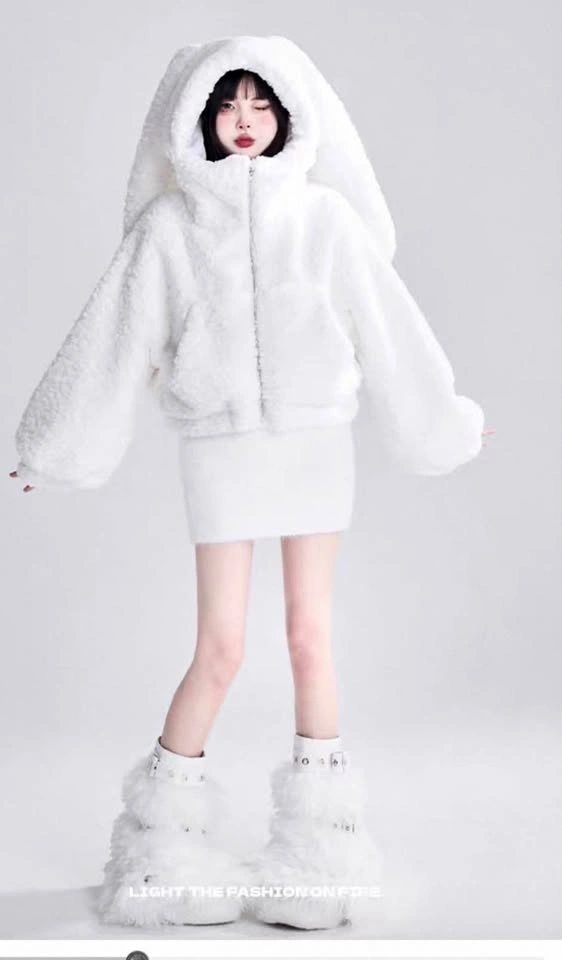 White Teddy Faux Fur Hooded Coat – Super Cute & Warm