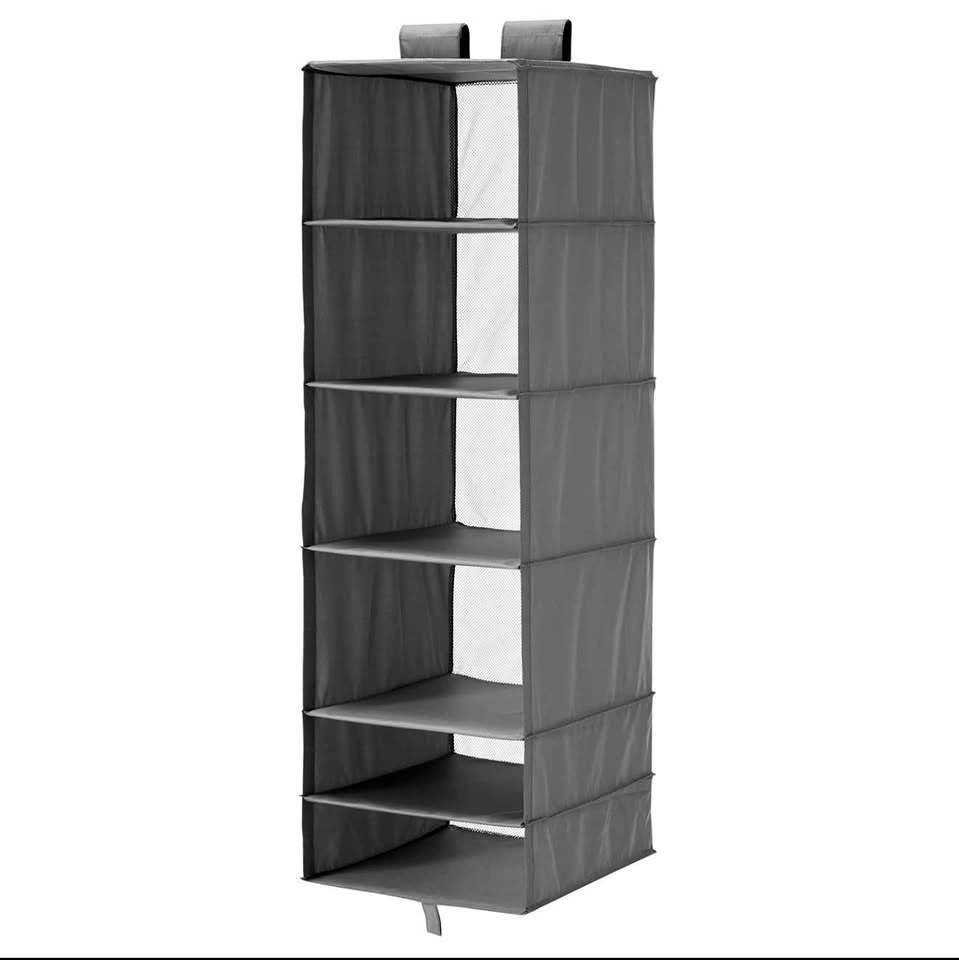 IKEA SKUBB Hanging Closet Organizer - 6 Shelves + Drawer (Dark G