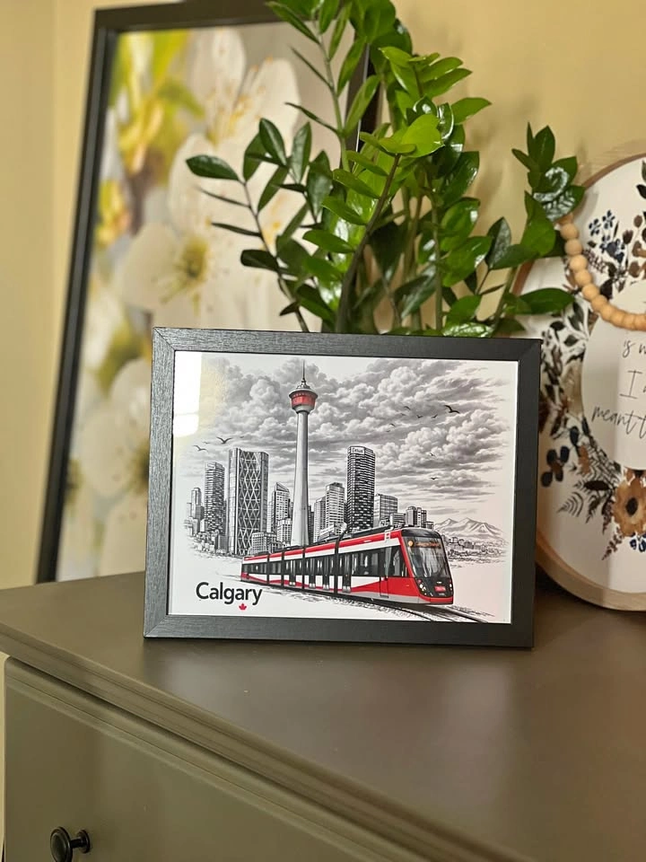 Iconic Calgary CTrain & Calgary Tower Framed Art