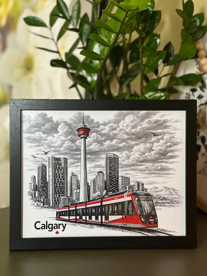 Iconic Calgary CTrain & Calgary Tower Framed Art - photo 2