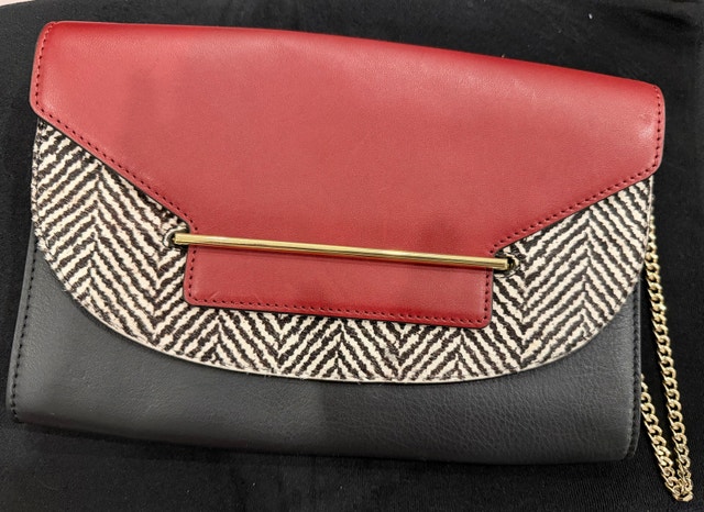 Vince Camuto Leather EDA Red/Black/Calf Hair Clutch Purse Bag - photo 2