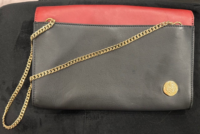 Vince Camuto Leather EDA Red/Black/Calf Hair Clutch Purse Bag - photo 3