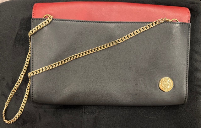 Vince Camuto Leather EDA Red/Black/Calf Hair Clutch Purse Bag - photo 4