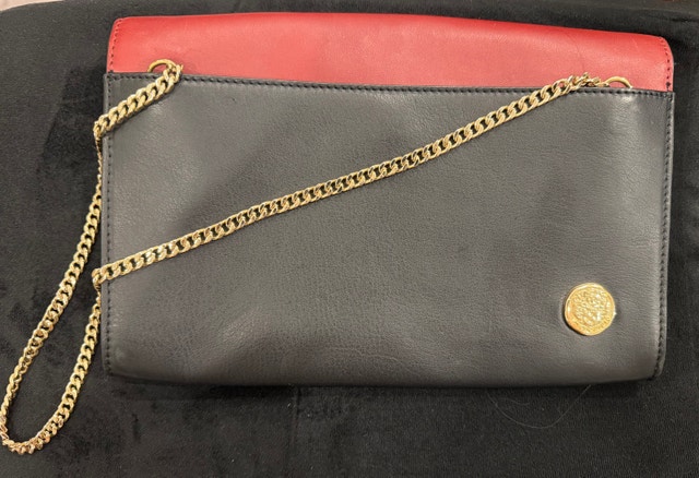 Vince Camuto Leather EDA Red/Black/Calf Hair Clutch Purse Bag - photo 5