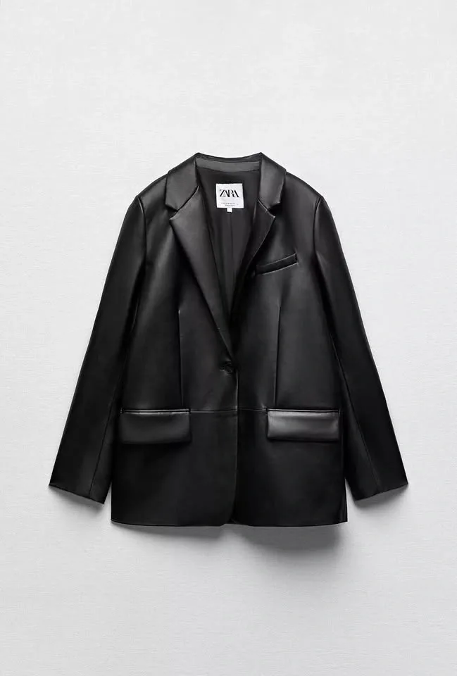 Zara Faux Leather Blazer (Size M)