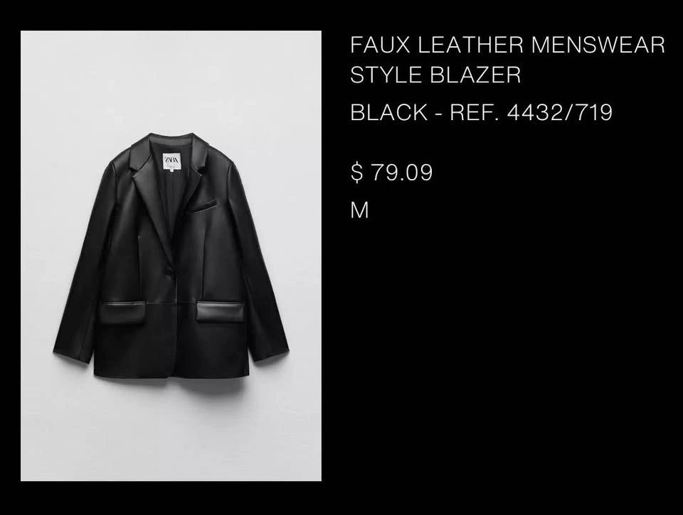 Zara Faux Leather Blazer (Size M) - photo 2